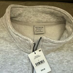 Cotton On Men's Light Gray Zip-Up Sweater